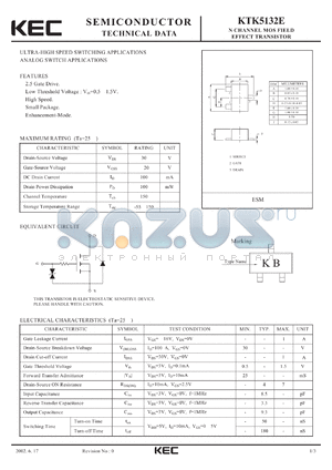 KTK5132 datasheet - N CHANNEL MOS FIELD EFFECT TRANSISTOR (ULTRA-HIGH SPEED SWITCHING,  ANALOG SWITCH)