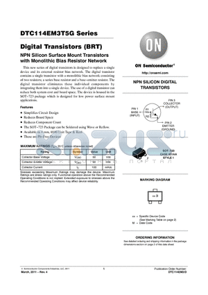 DTC123EM3T5G datasheet - Digital Transistors