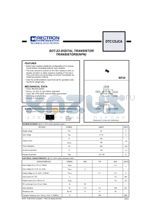 DTC123JCA datasheet - SOT-23 DIGITAL TRANSISTOR TRANSISTORS(NPN)