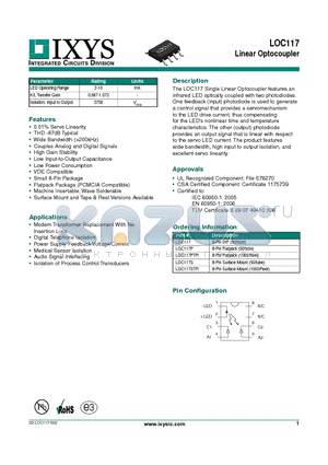 LOC117 datasheet - Linear Optocoupler