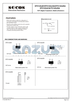 DTC123JE datasheet - NPN Digital Transistors (Built-in Resistors)