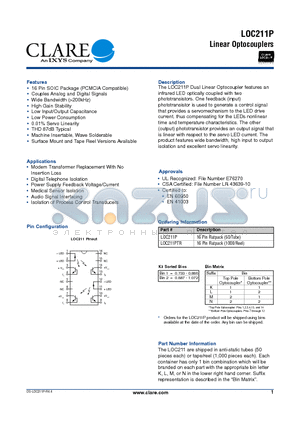 LOC211PTR datasheet - Linear Optocouplers