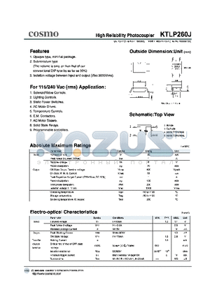 KTLP260J datasheet - High Reliability Photocoupler