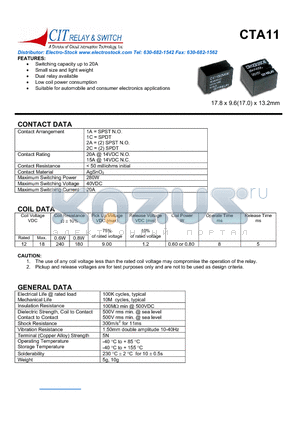 CTA111AS12VDC.80 datasheet - CIT SWITCH