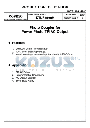 KTLP3506H datasheet - Compact dual-in-line package