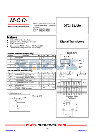 DTC123JUA datasheet - Digital Transistors