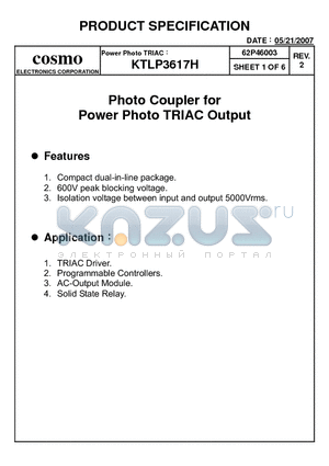 KTLP3617H datasheet - Compact dual-in-line package