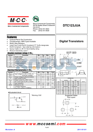 DTC123JUA datasheet - Digital Transistors