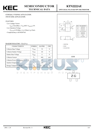 KTN2222AE datasheet - EPITAXIAL PLANAR NPN TRANSISTOR