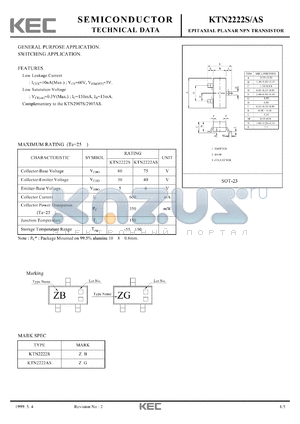 KTN2222S datasheet - EPITAXIAL PLANAR NPN TRANSISTOR