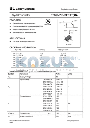 DTC123YCA datasheet - Digital Transistor