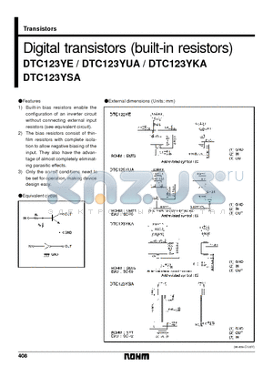 DTC123YE datasheet - Digital transistors (built-in resistors)