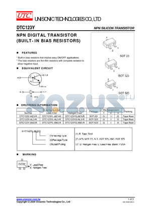 DTC123YG-AL3-R datasheet - NPN DIGITAL TRANSISTOR