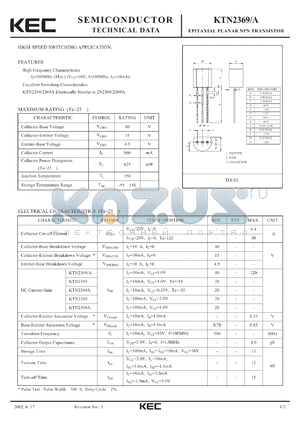 KTN2369_02 datasheet - EPITAXIAL PLANAR NPN TRANSISTOR