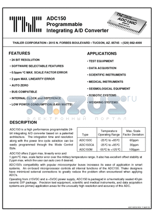 ADC150CA datasheet - Programmable Integrating A/D Converter