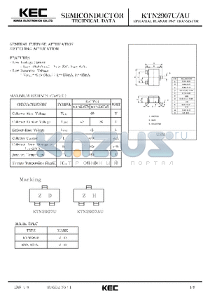 KTN2907U datasheet - EPITAXIAL PLANAR PNP TRANSISTOR (GENERAL PURPOSE, SWITCHING)