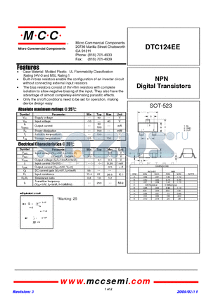 DTC124EE datasheet - NPN Digital Transistors