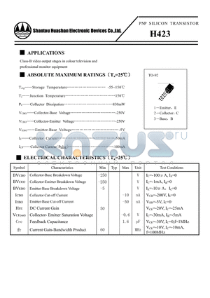 H423 datasheet - NPN SILICON TRANSISTOR