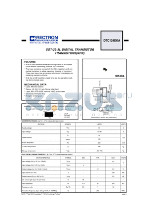 DTC124EKA datasheet - SOT-23-3L DIGITAL TRANSISTOR TRANSISTORS(NPN)