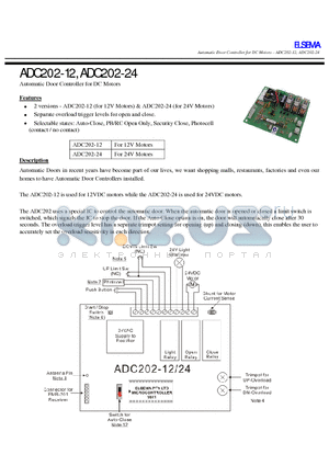 ADC202-12 datasheet - Automatic Door Controller for DC Motors