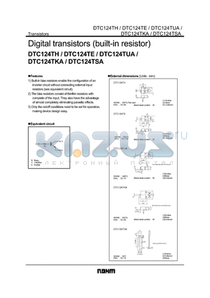 DTC124TE datasheet - Digital transistors (built-in resistor)