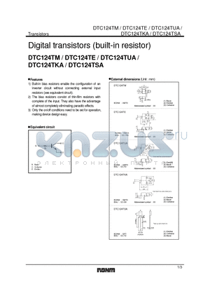 DTC124TM datasheet - Digital transistors (built-in resistor)