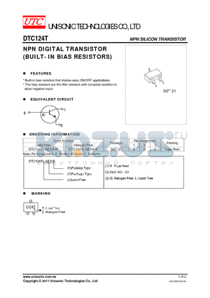 DTC124T_11 datasheet - NPN DIGITAL TRANSISTOR