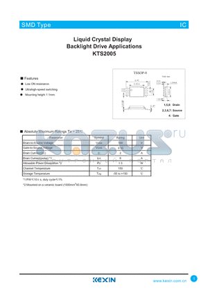 KTS2005 datasheet - Liquid Crystal Display Backlight Drive Applications