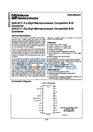 ADC3711CCN datasheet - 3 1/2 DIGIT MICROPROCESSOR COMPATIBLE A/D