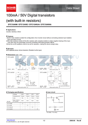 DTC124XM datasheet - 100mA / 50V Digital transistors (with built-in resistors)