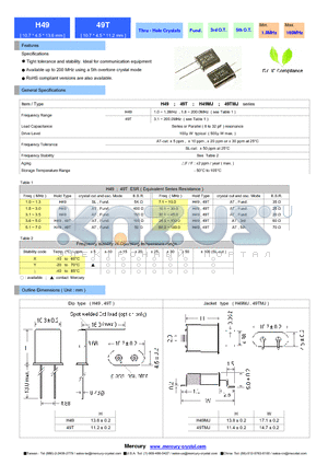 H49 datasheet - Thru - Hole Crystals