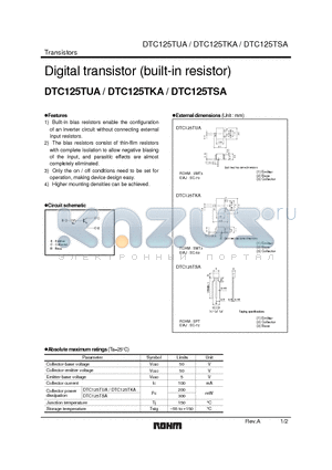 DTC125TUA datasheet - Digital transistor (built-in resistor)