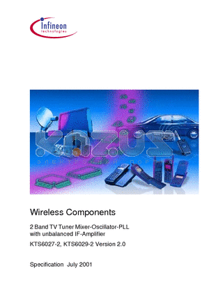 KTS6029-2 datasheet - 2 Band TV Tuner Mixer-Oscillator-PLL with unbalanced IF-Amplifier