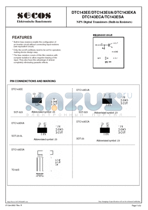 DTC143EE datasheet - NPN Digital Transistors (Built-in Resistors)