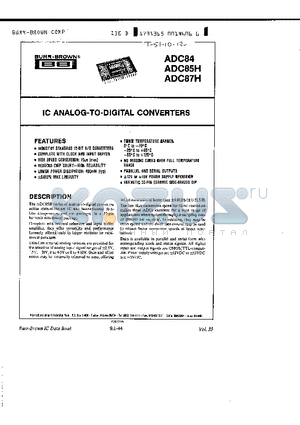 ADC85H datasheet - IC ANALOGE-TO-DIGITAL CONVERTERS