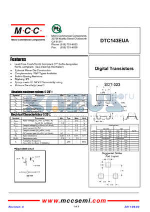 DTC143EUA datasheet - Digital Transistors
