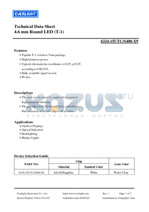 6324-15UTC-S400-X9 datasheet - 4.6 mm Round LED (T-1)