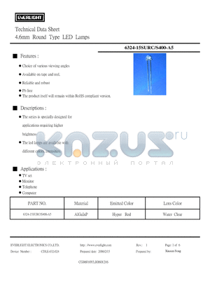 6324-15SURC datasheet - 4.6mm Round Type LED Lamps