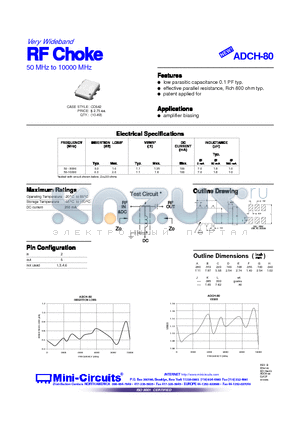 ADCH-80 datasheet - RF Choke 50 MHz to 10000 MHz