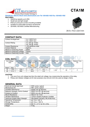 CTA1M1ACP12 datasheet - CIT SWITCH