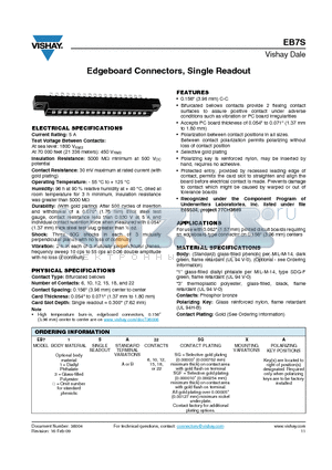 EB71SA10SGFXA datasheet - Edgeboard Connectors, Single Readout