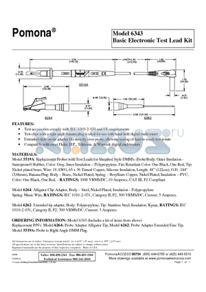 6343 datasheet - Basic Electronic Test Lead Kit