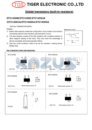 DTC143XCA datasheet - Digital transistors (built-in resistors)