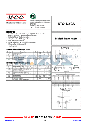 DTC143XCA_11 datasheet - Digital Transistors