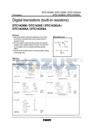 DTC143XE datasheet - Digital transistors (built-in resistors)