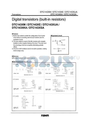 DTC143XKA datasheet - Digital transistors (built-in resistors)
