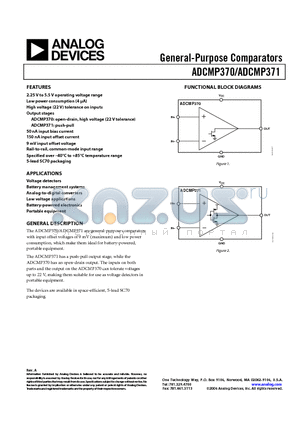 ADCMP370AKSZ-REEL7 datasheet - General-Purpose Comparators