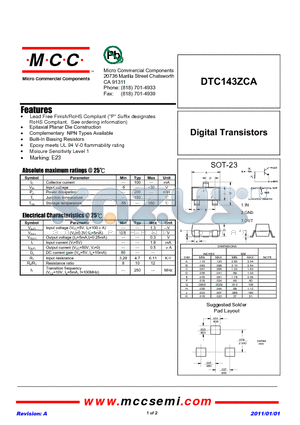 DTC143ZCA_11 datasheet - Digital Transistors