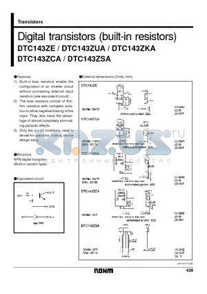 DTC143ZE datasheet - Digital transistors (built-in resistors)