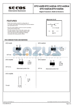 DTC143ZE datasheet - Digital Transistors (Built-in Resistors)